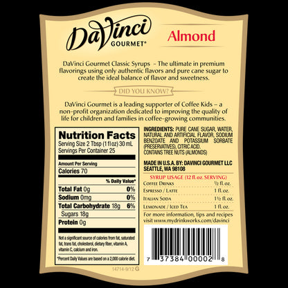 Da Vinci Almond Syrup 750mL