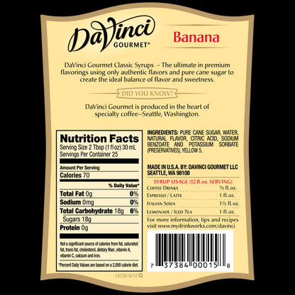 Da Vinci Banana Syrup 750mL