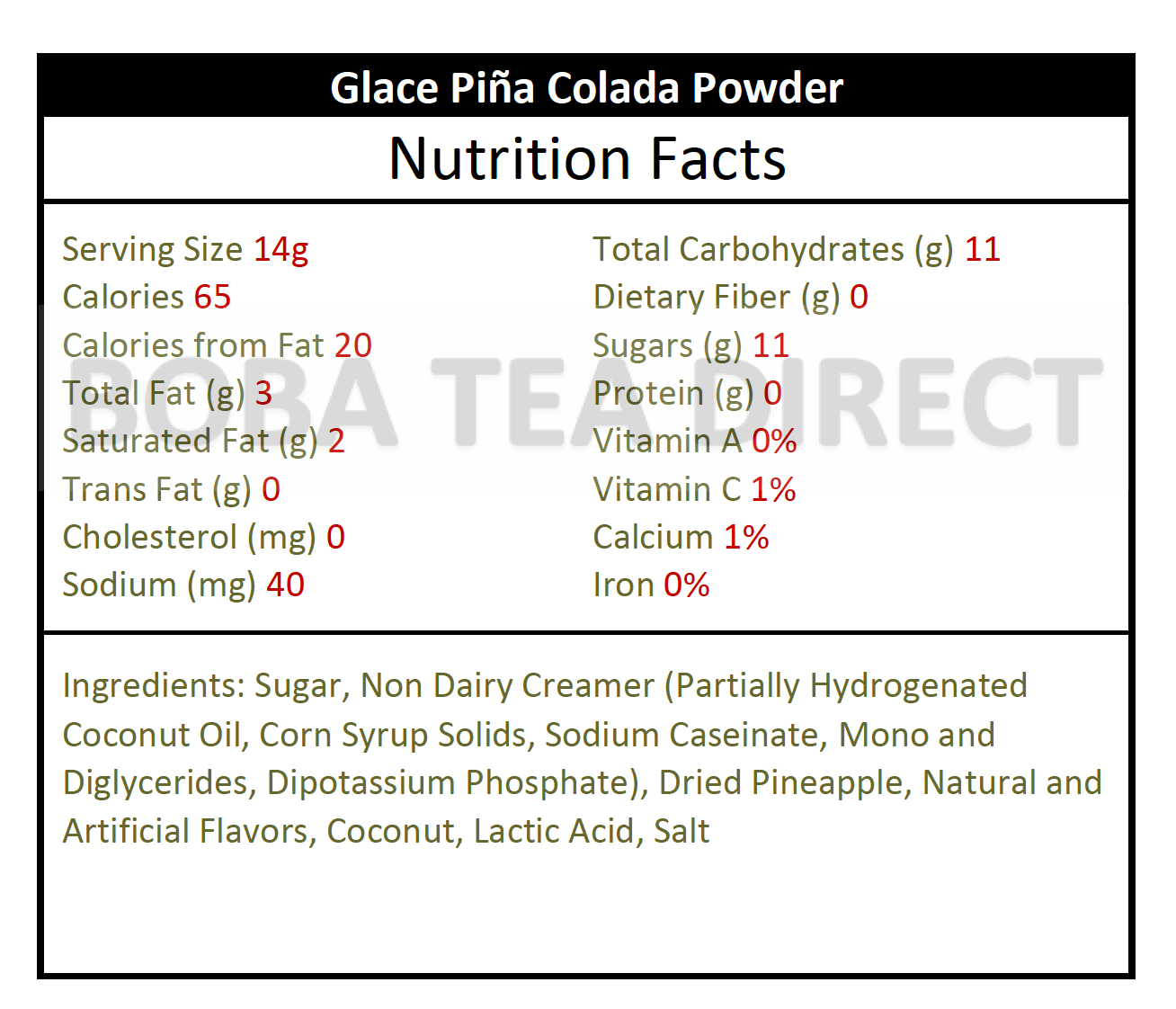 Glace Pina Colada (18-lb case)