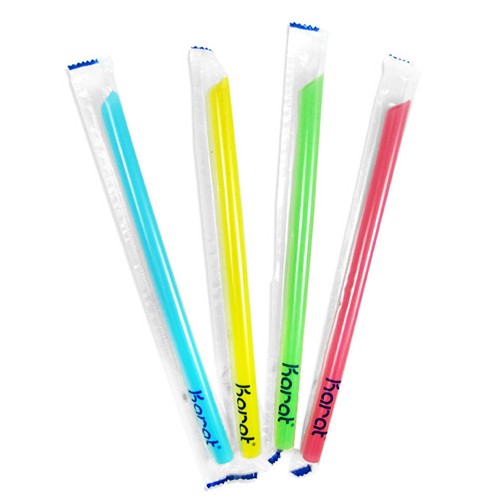 Bag of Color Fat Bubble Tea Straws - 9" Individually Wrapped