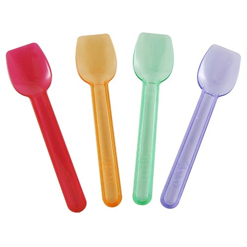 Gelato Spoon (500pcs-bag;4bags-ctn)_Rainbow, 3.75"- Purple, Green, Red & Orange