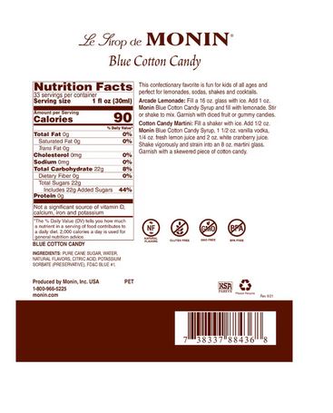 Monin Blue Cotton Candy Syrup (1.0L)