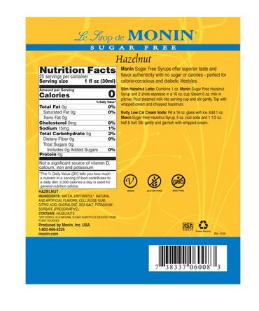 Monin Hazelnut Sugar-Free Syrup