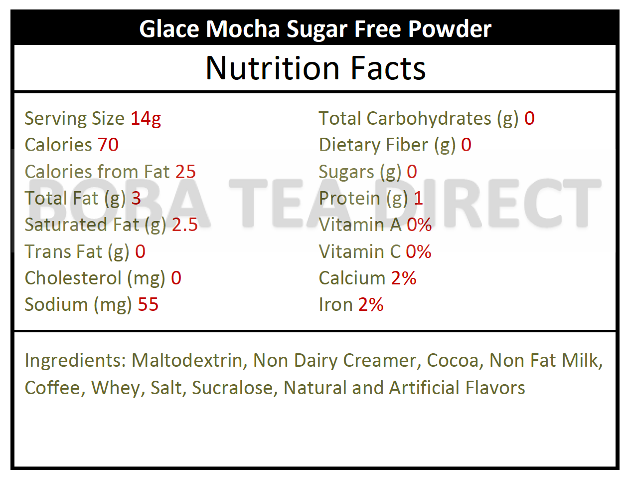 Glace Sugar Free Mocha (2.5-lb pack)