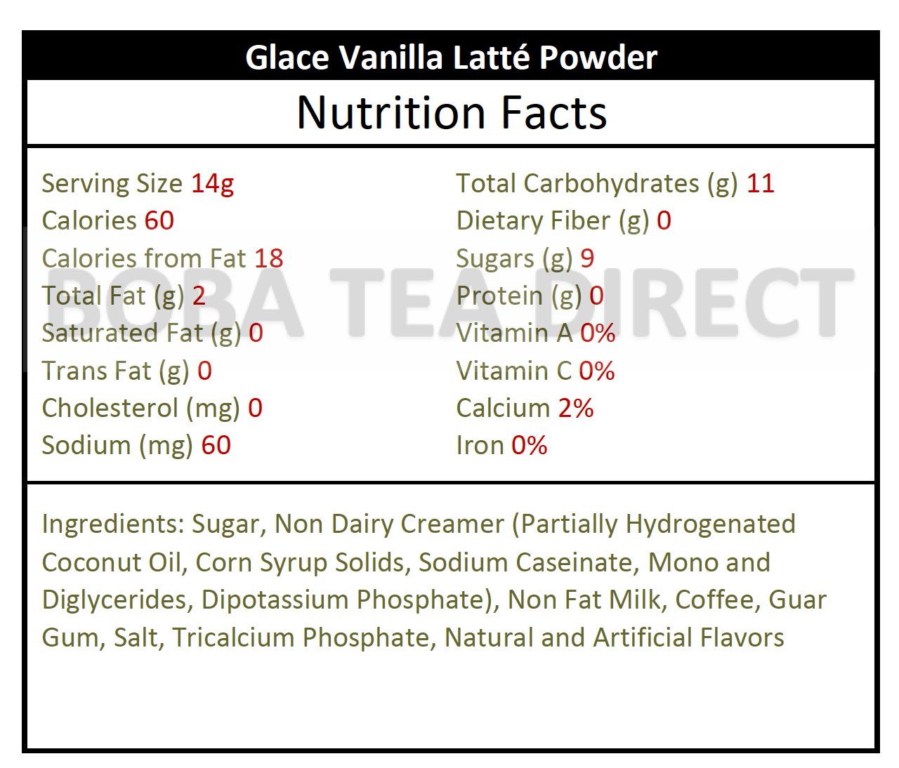 Glace Vanilla Latte (18-lb case)