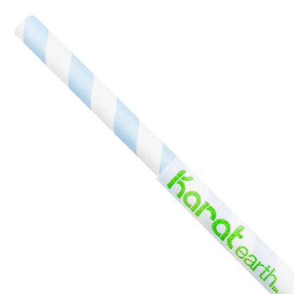 Karat Earth 10.25" Paper Spiral Straws - 7mm (Individually Wrapped) Blue - White (1,200ct)