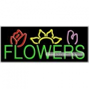 Flowers, Logo Neon Sign (13" x 32" x 3")