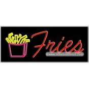 Fries, Logo Neon Sign (13" x 32" x 3")