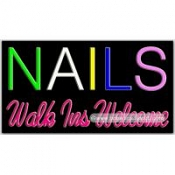 Nails Walk Ins Welcome Neon Sign (20" x 37" x 3")