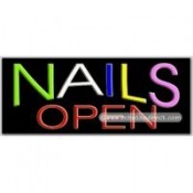 Nails Open Neon Sign (13" x 32" x 3")