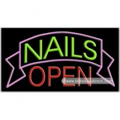 Nails Open Neon Sign (20" x 37" x 3")