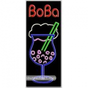 Boba, red, Logo (vertical) Neon Sign (13