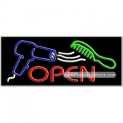 Open (hair dryer, comb) Neon Sign (13