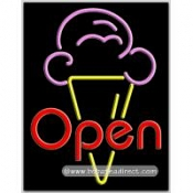 Open (Ice Cream Cone) Neon Sign (24