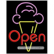 Open (Ice Cream Cone) Neon Sign (24" x 31" x 3")