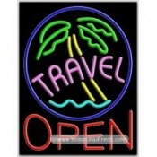 Travel Open Neon Sign (24" x 31" x 3")