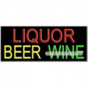 Liquor Beer Wine Neon Sign (13" x 32" x 3")