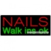 Nails Walk Ins OK LED Sign (11" x 27" x 1")