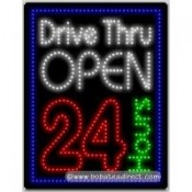 Drive Thru Open 24hr LED Sign (26" x 20" x 1")
