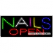 Nails Open LED Sign (11" x 27" x 1")