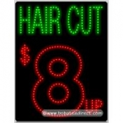 Hair Cut $8 Up (Insert Price) LED Sign (17