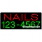 Nails (Insert Telephone #) LED Sign (11" x 27" x 1")