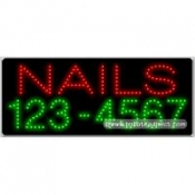 Nails (Insert Telephone #) LED Sign (11" x 27" x 1")
