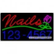 Nails (Insert Telephone #) LED Sign (17" x 32" x 1")