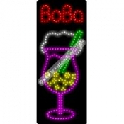 Boba, Red, Logo (vertical) LED Sign (27" x 11" x 1")