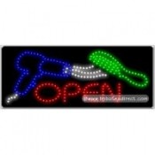 Open (Hair Dryer, Comb) LED Sign (11" x 27" x 1")