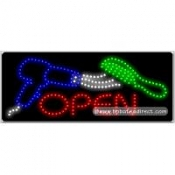 Open (Hair Dryer, Comb) LED Sign (11" x 27" x 1")