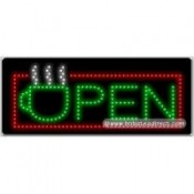 Open with Cup Logo LED Sign (11" x 27" x 1")