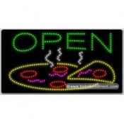 Open, Pizza LED Sign (17" x 32" x 1")