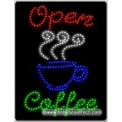 Open Coffee LED Sign (26" x 20" x 1")
