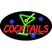 Cocktails Flashing Neon Sign (17" x 30" x 3")