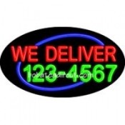 We Deliver (Add #) Flashing Neon Sign (17" x 30" x 3")