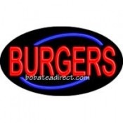 Burgers Flashing Neon Sign (17" x 30" x 3")