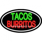 Tacos Burritos Flashing Neon Sign (17" x 30" x 3")