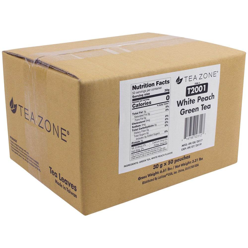 Tea Zone Classic White Peach Green Tea (Case of 50 - 1oz bags)