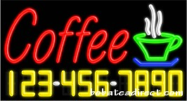 Coffee Neon Sign with Phone Number (20